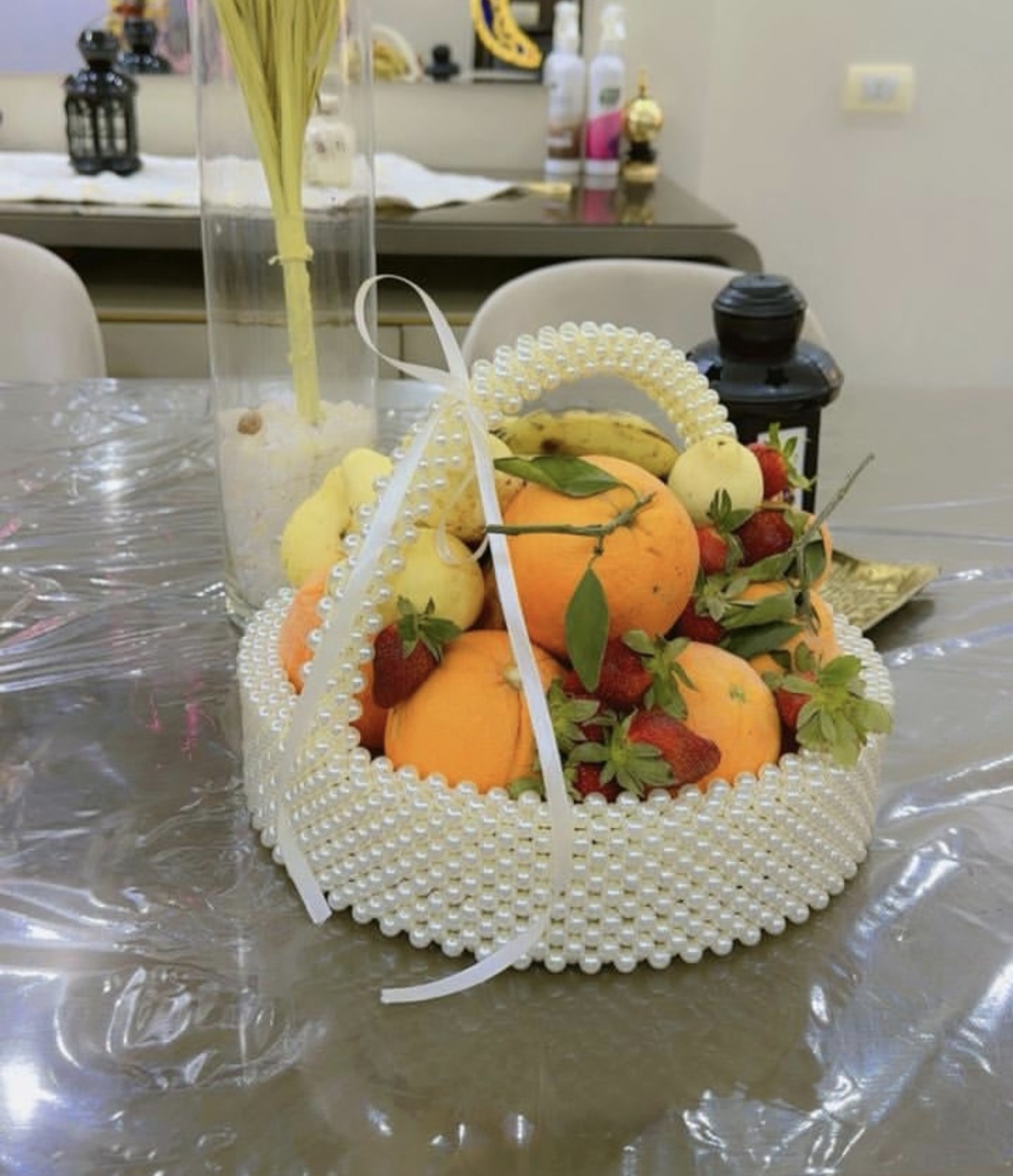 باکس مرواریدی گل خواستگاری و میوه