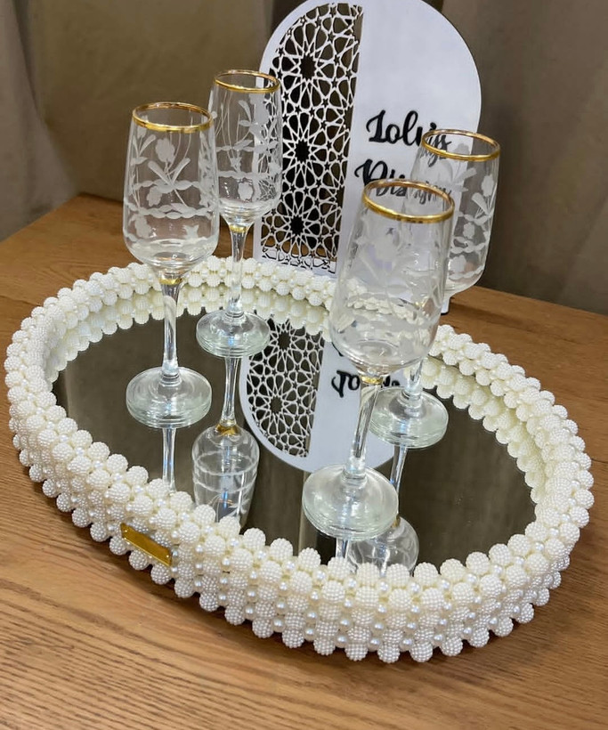 سینی مرواریدی تمشکی